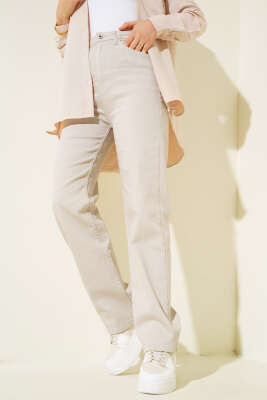 Uzun Salaş Kot Pantolon Taş - Pantolon