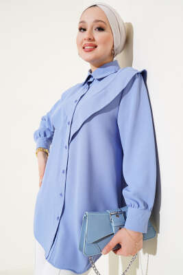 V Detaylı Gömlek Bebe Mavi 