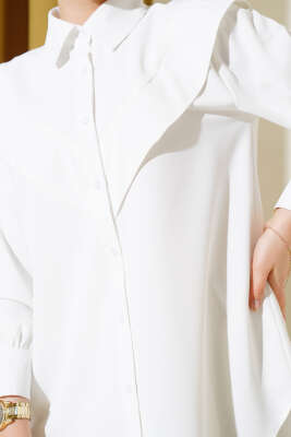 V Detaylı Gömlek Ekru - Gömlek