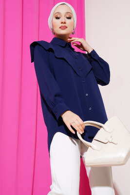 V Detaylı Gömlek Lacivert 