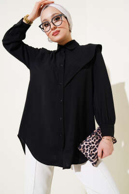 V Detaylı Gömlek Siyah 