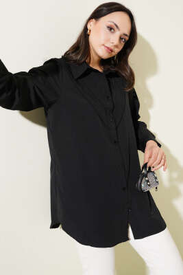 V Parçalı Gömlek Siyah