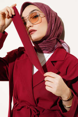 Vintage Motifli Eşarp Bordo 