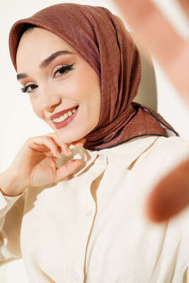 Vintage Motifli Eşarp Kahve 