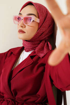 Vintage Motifli Eşarp Kırmızı 