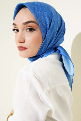 Vintage Motifli Eşarp Mavi 