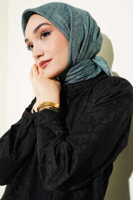 Vintage Motifli Eşarp Zümrüt 