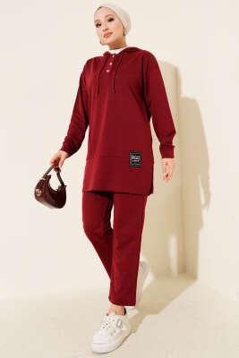 What Ever Armalı Kapüşonlu İkili Takım Bordo