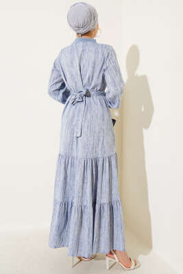 Yaka Ve Kol Ribanalı Elbise Haki Indıgo - Elbise