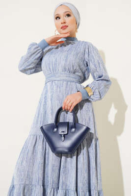 Yaka Ve Kol Ribanalı Elbise Haki Indıgo - Elbise