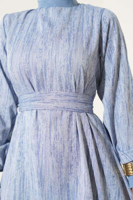 Yaka Ve Kol Ribanalı Elbise Haki Indıgo - Elbise