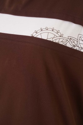 Yaprak Desenli Garnili Tunik Kahve - Tunik