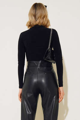 Yarım Boğazlı Bluz Siyah - Kadın Giyim Modelleri