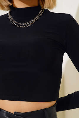 Yarım Boğazlı Bluz Siyah - Kadın Giyim Modelleri