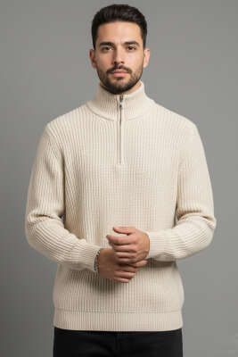 Yarım Fermuar Boğazlı Kazak Taş - BEKTAŞ