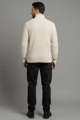 Yarım Fermuar Boğazlı Kazak Taş - Erkek Kazak