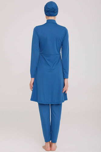 Yarım Fermuarlı Düz Tesettür Mayo Petrol - Tesettür Mayo