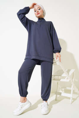 Loyşa Yarım Fermuarlı İkili Takım Füme 