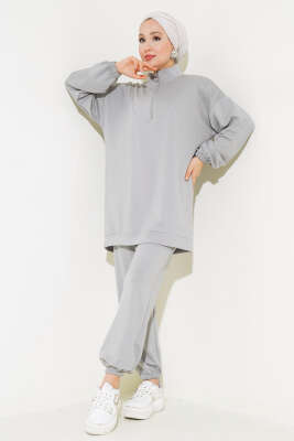 Loyşa Yarım Fermuarlı İkili Takım Gri 