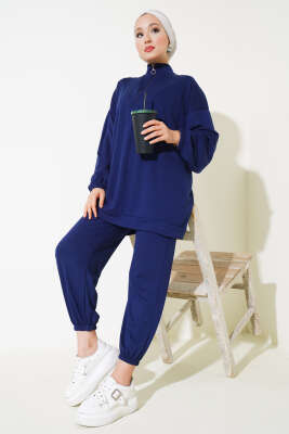 Loyşa Yarım Fermuarlı İkili Takım Lacivert 