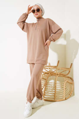 Loyşa Yarım Fermuarlı İkili Takım Latte - İkili Takım