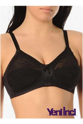 Yeni İnci Dantelli Toparlayıcı Sütyen D Siyah - YENİ İNCİ