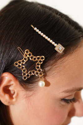 Yıldız Figürlü 2'li Toka Set Gold - İNCİ BİJÜTERİ