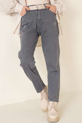 Yırtıklı Koyu Gri Pantolon