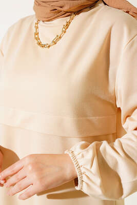 Yırtmaçlı Uzun İkili Takım Bej - İkili Takım