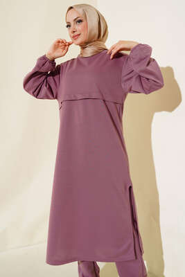 Yırtmaçlı Uzun İkili Takım Magenta - Yılın Fırsatı