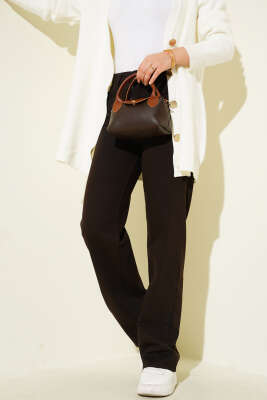 Yüksek Bel Palazzo Pantolon Kahve - HEPYEK